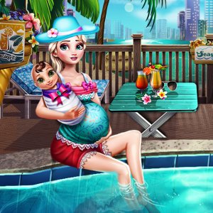 Pregnant Eliza Pool Fun